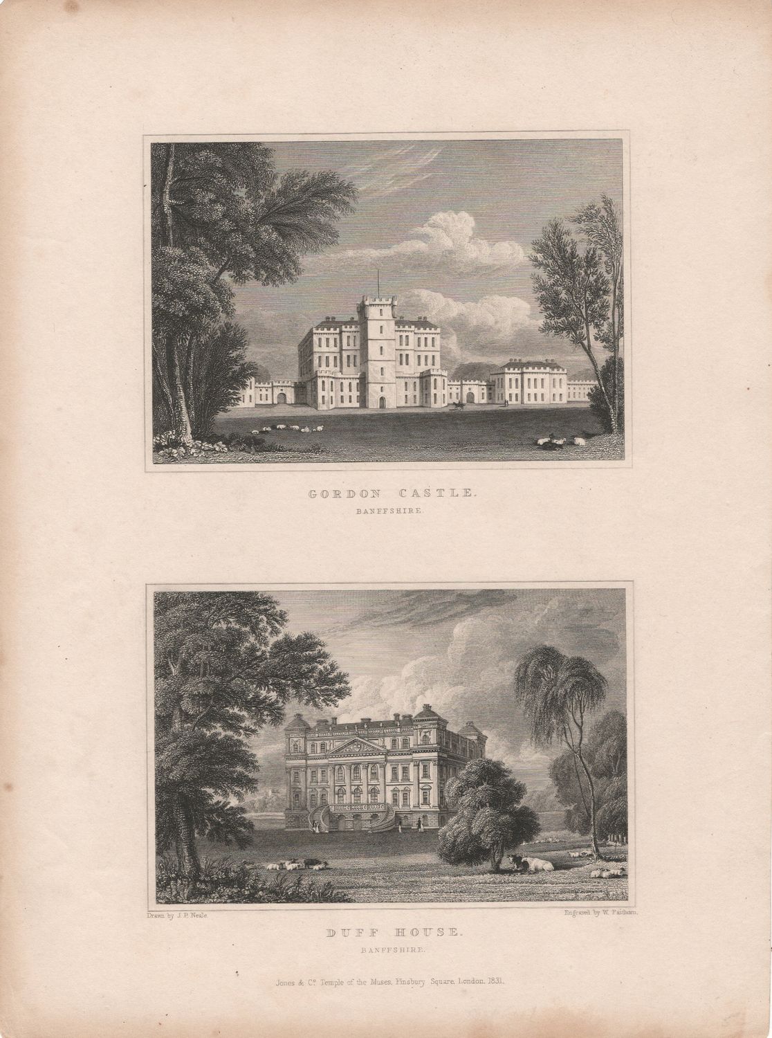1831 View of Scotland - Banffshire, Gordon Castle &amp; Duff House