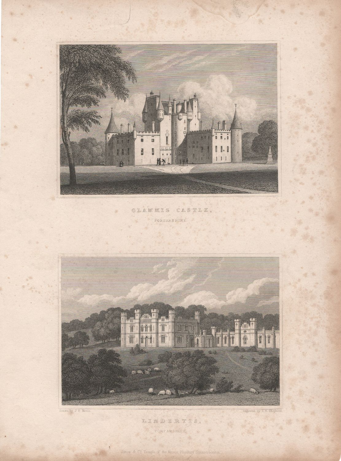 1831 View of Scotland - Forfarshire, Glammis Castle &amp; Lindertis