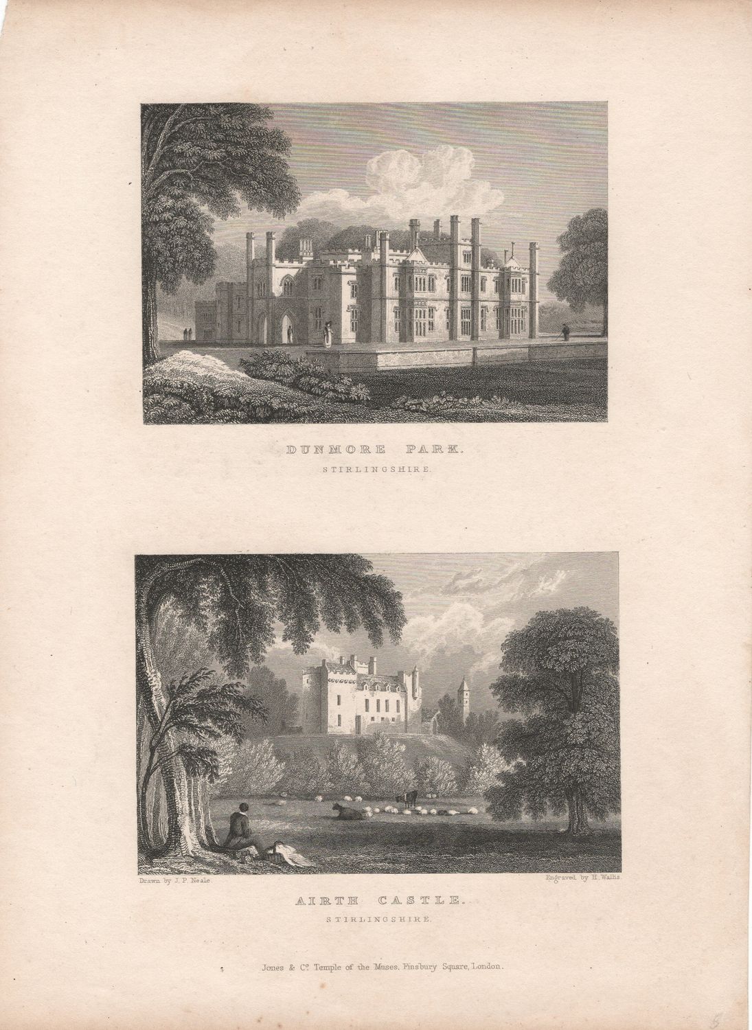 1831 View of Scotland - Stirlingshire, Dunmore Park &amp; Airth Castle