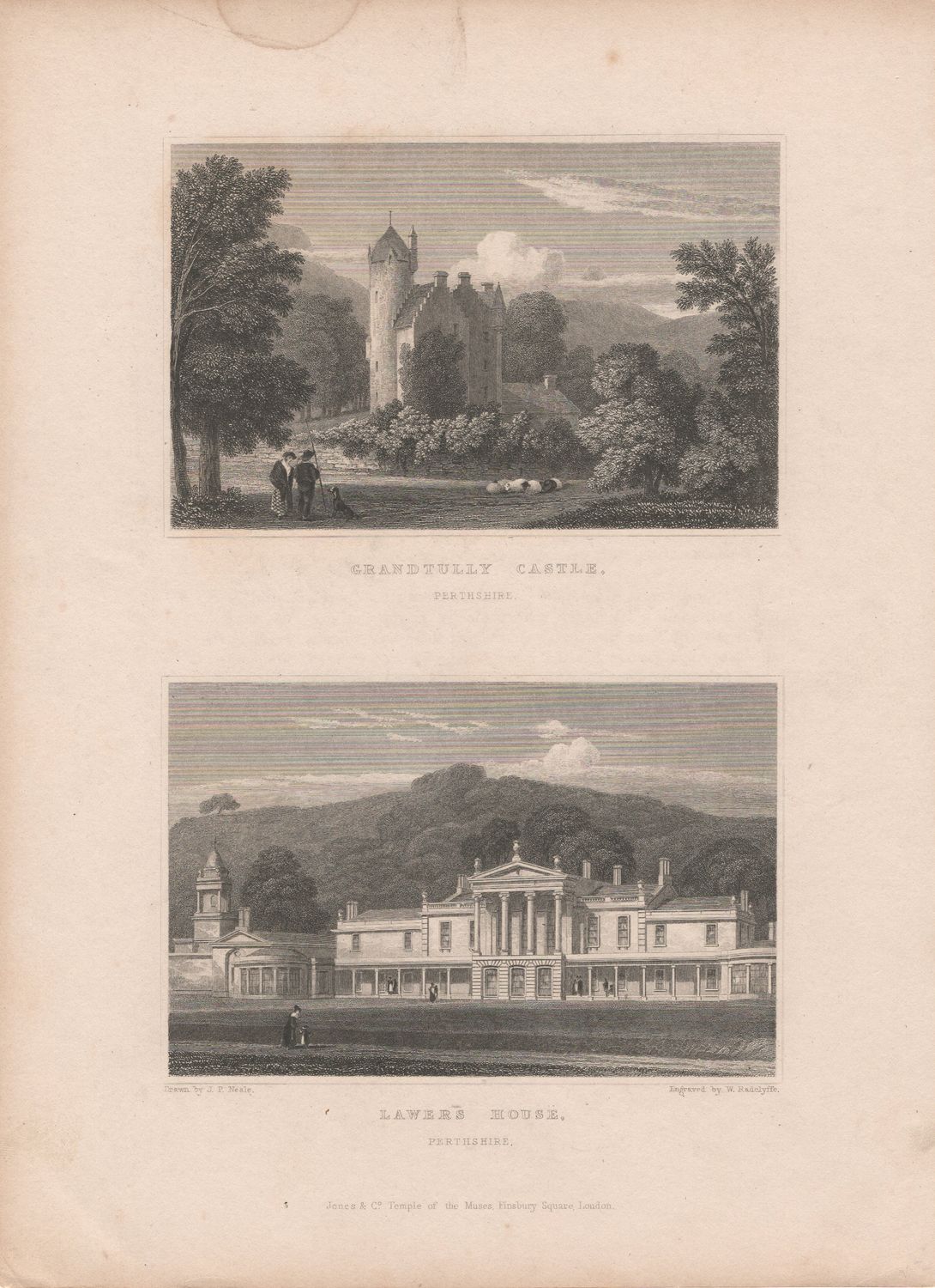 1831 View of Scotland - Perthshire, Grandtully Castle &amp; Lawers House