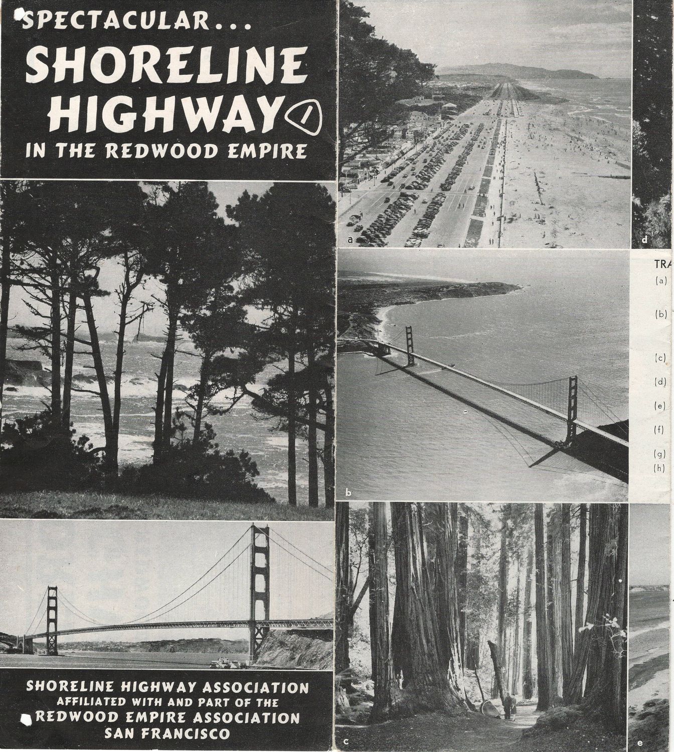 1948 Shoreline Highway in the Redwood Empire Fold out Map and pamphlet 