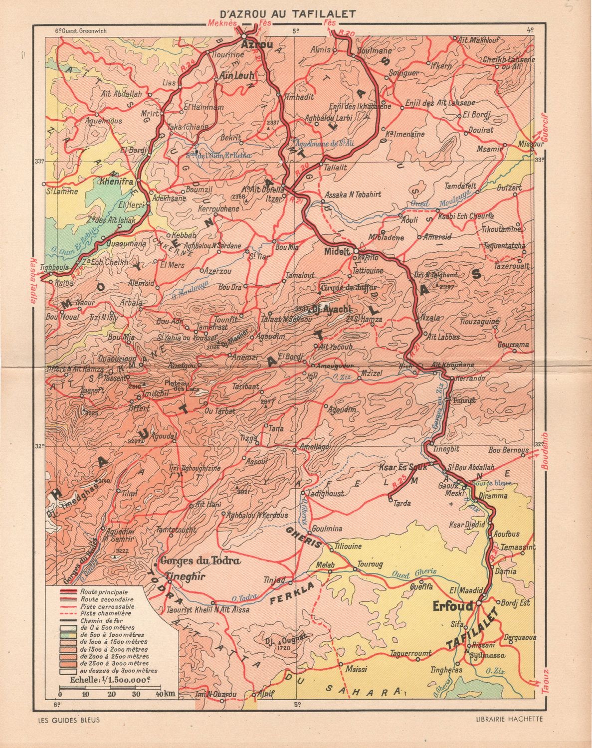 1925 Pair of Maps (2) of Morocco: Taroudant, Vallee du Dra, D'Azrou au Tafilalet from Les Guides Bleus