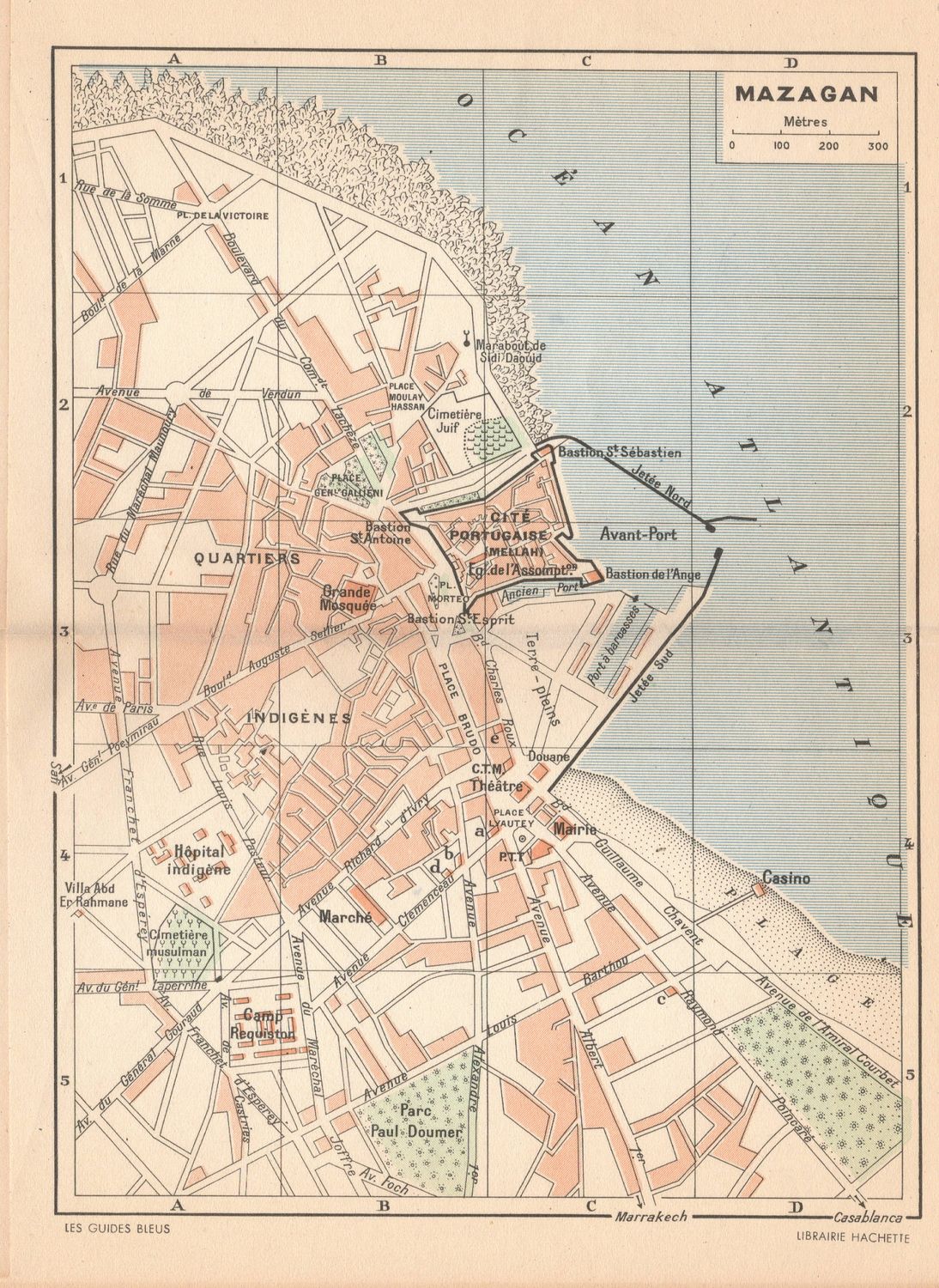 1925 Group of 4 Maps of Moroccan Cities: Marrakech, Meknes,Sale, Mazagan