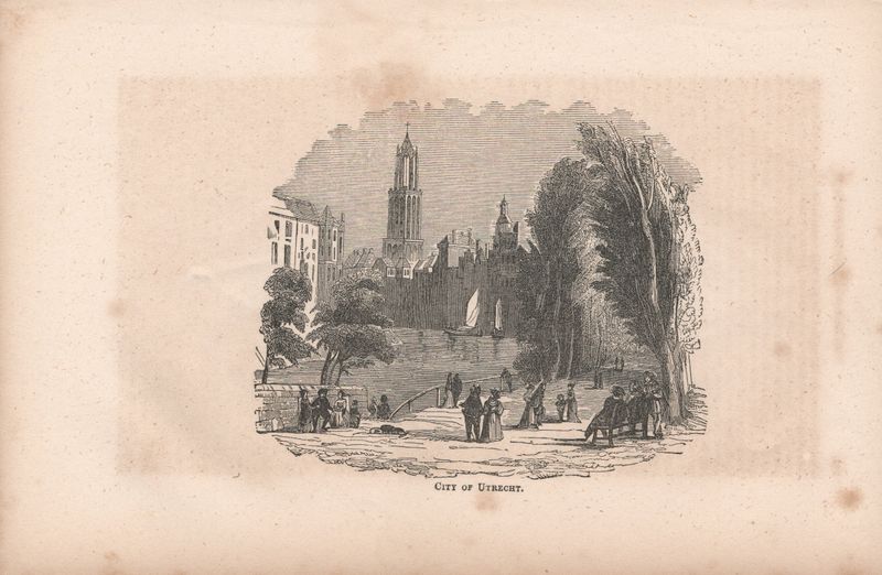 1850 Group of 7 Views of World Cities &amp; Locations: Utrecht, Namur, Tyrol, St Helena, Carlisle, St Andrews, Stirling Castle