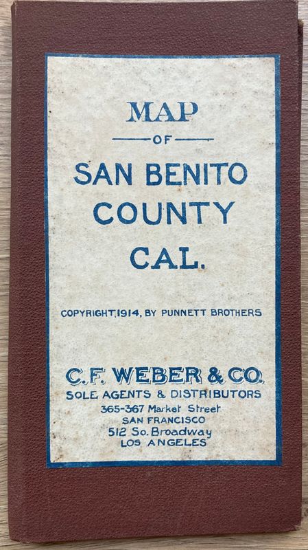 1914 Folding Map of San Benito County by Punnett Bros.