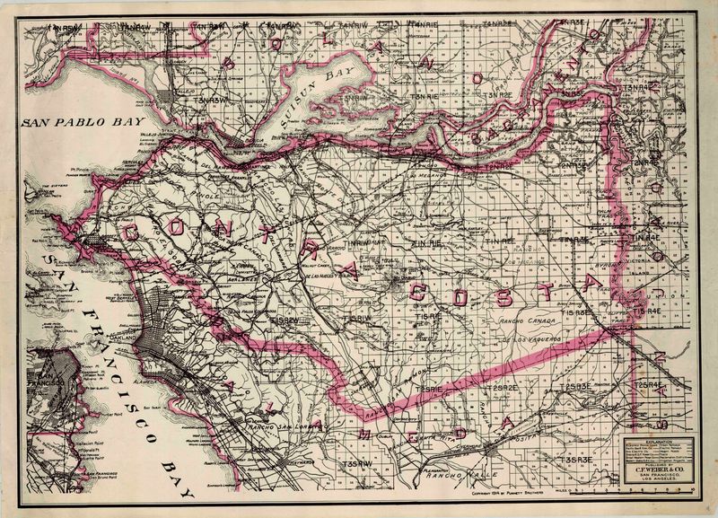 1914 CF Weber Map of Contra Costa County - NOS