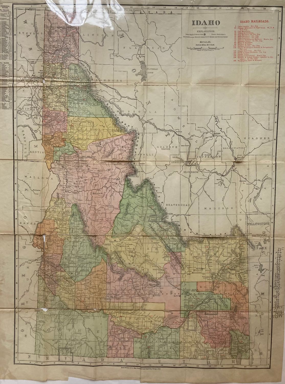1911 Folding Map of Idaho by Rand McNally