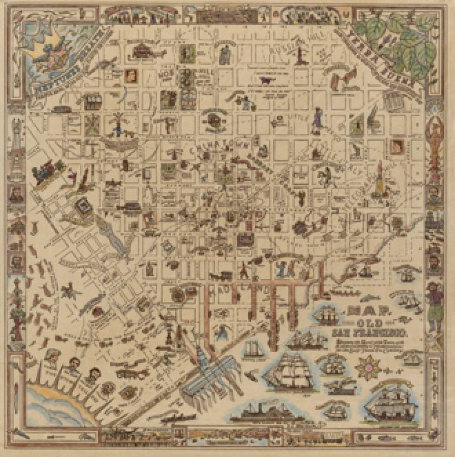 Cathcart "Old San Francisco" Map - approx 24"x 25" print to order