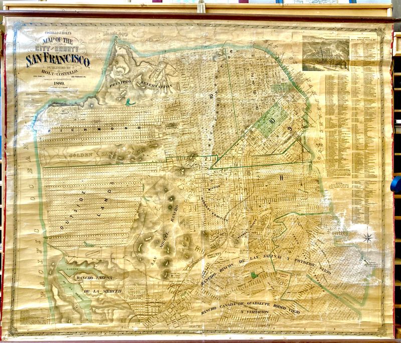 1889 Wall Map of the City &amp; County of San Francisco by Holt &amp; Costello