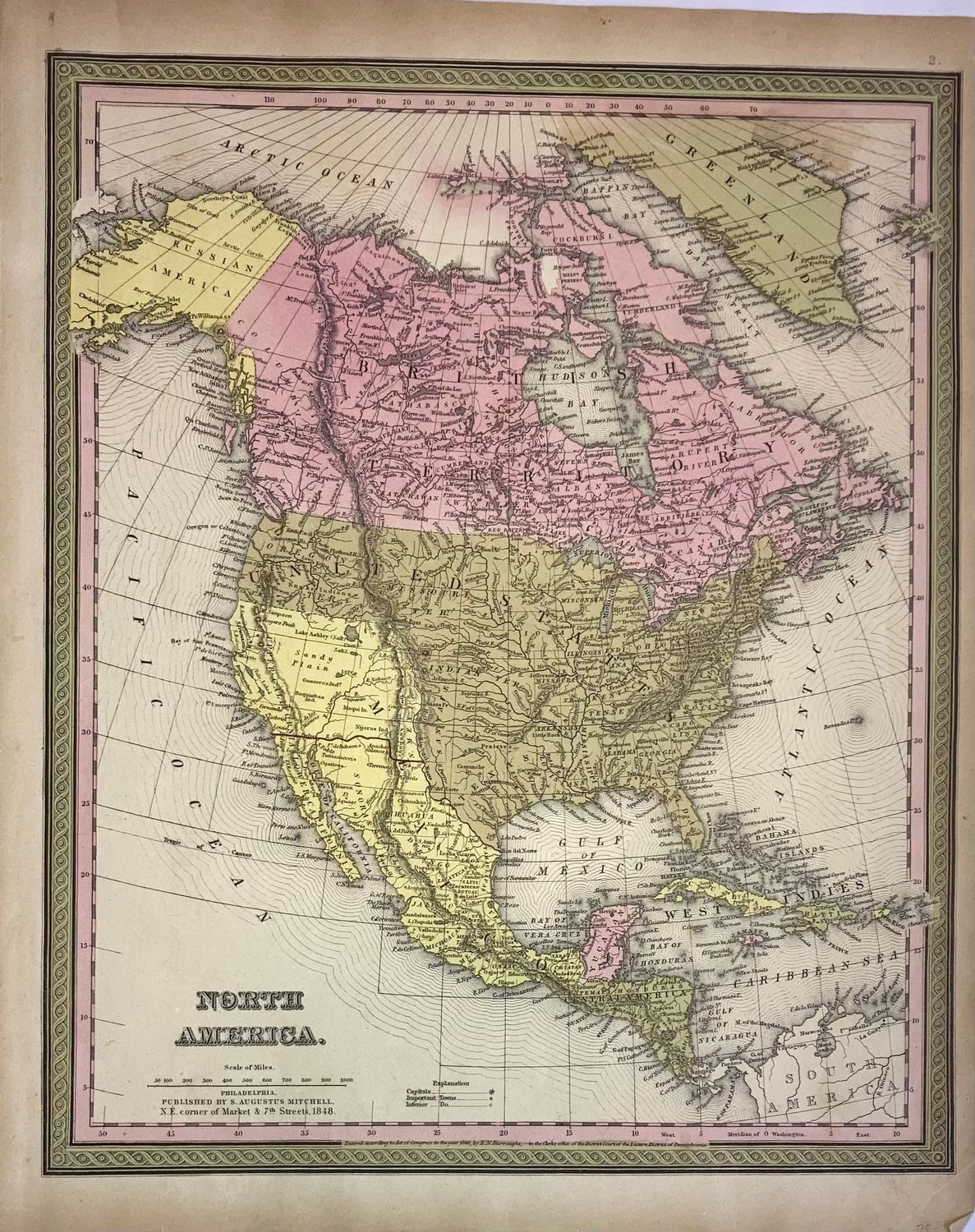 1848 (1846) Map of North America by DeSilver - Cowperthwaite for Mitchell's