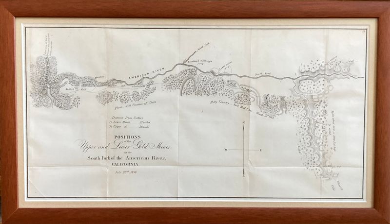 1848 Position of the Upper &amp; Lower Gold Mines on the South Fork of the American River