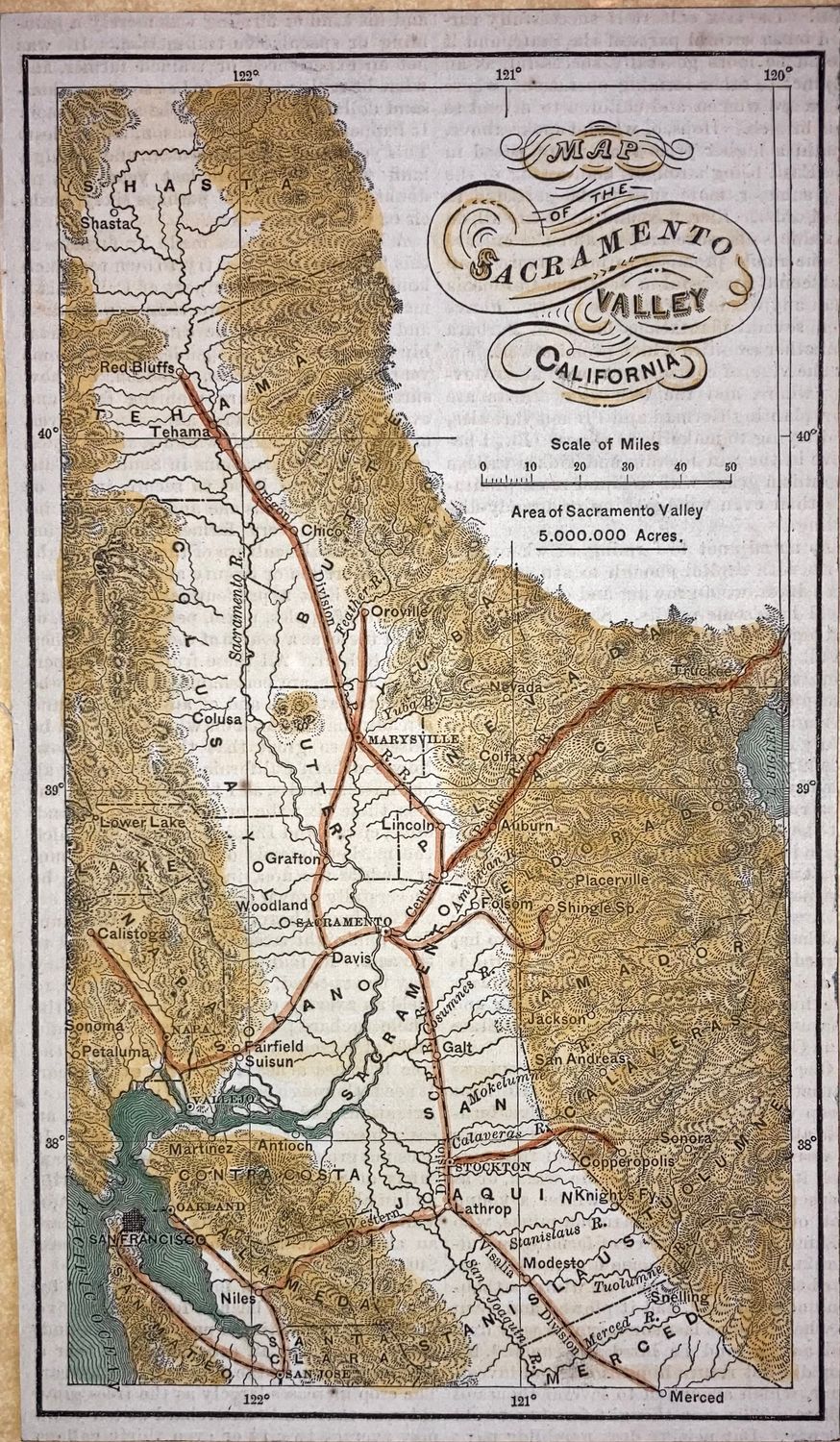 1872 Railroad Map of the Sacramento Valley