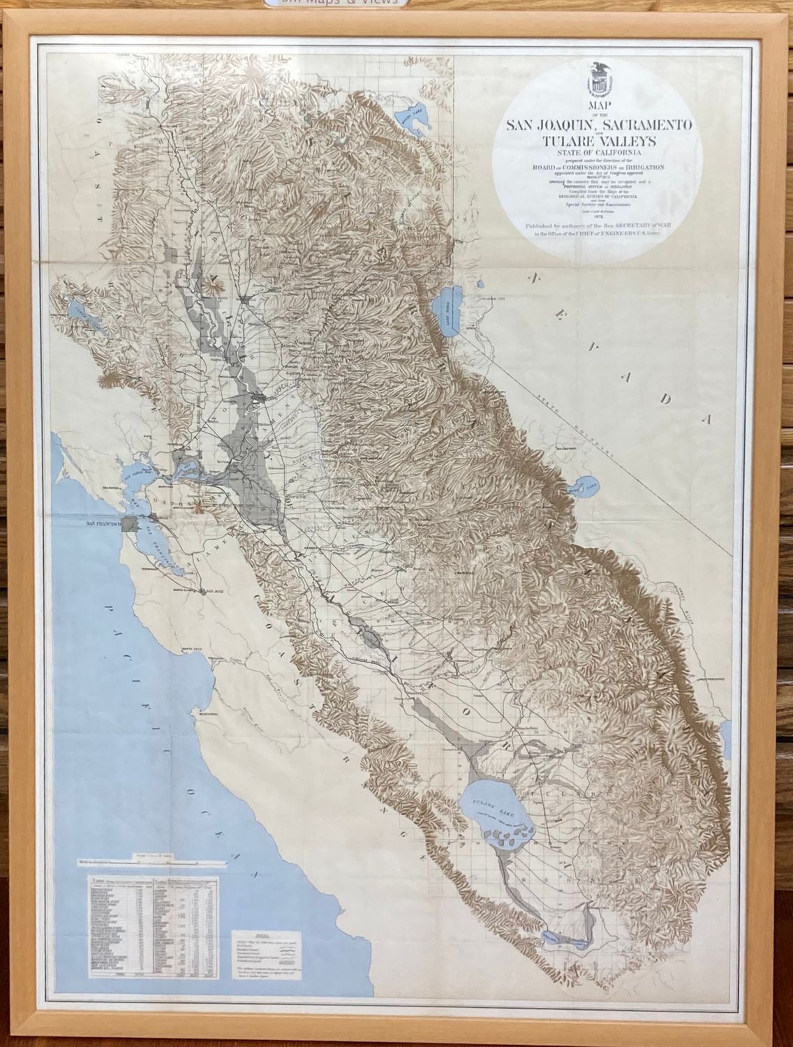 1873 Map of San Joaquin, Sacramento &amp; Tulare Valleys by the Ca Board of Irrigation