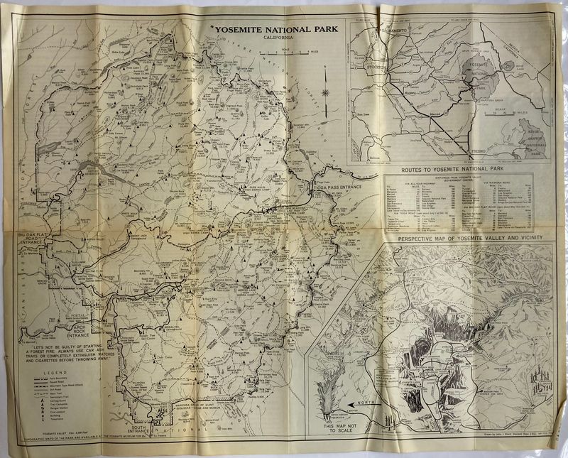 1951 Official Map of Yosemite National Park by John Black