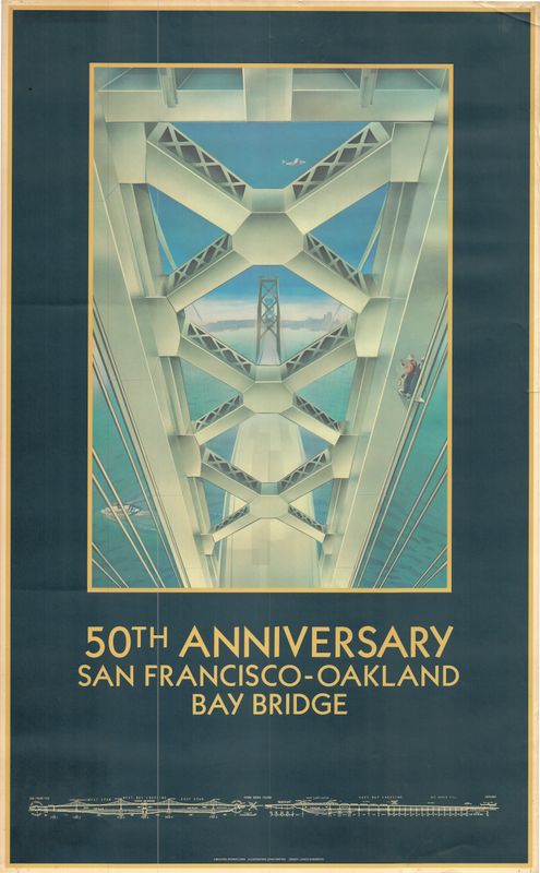 1987 50th Anniversary Bay Bridge Poster by Mattos