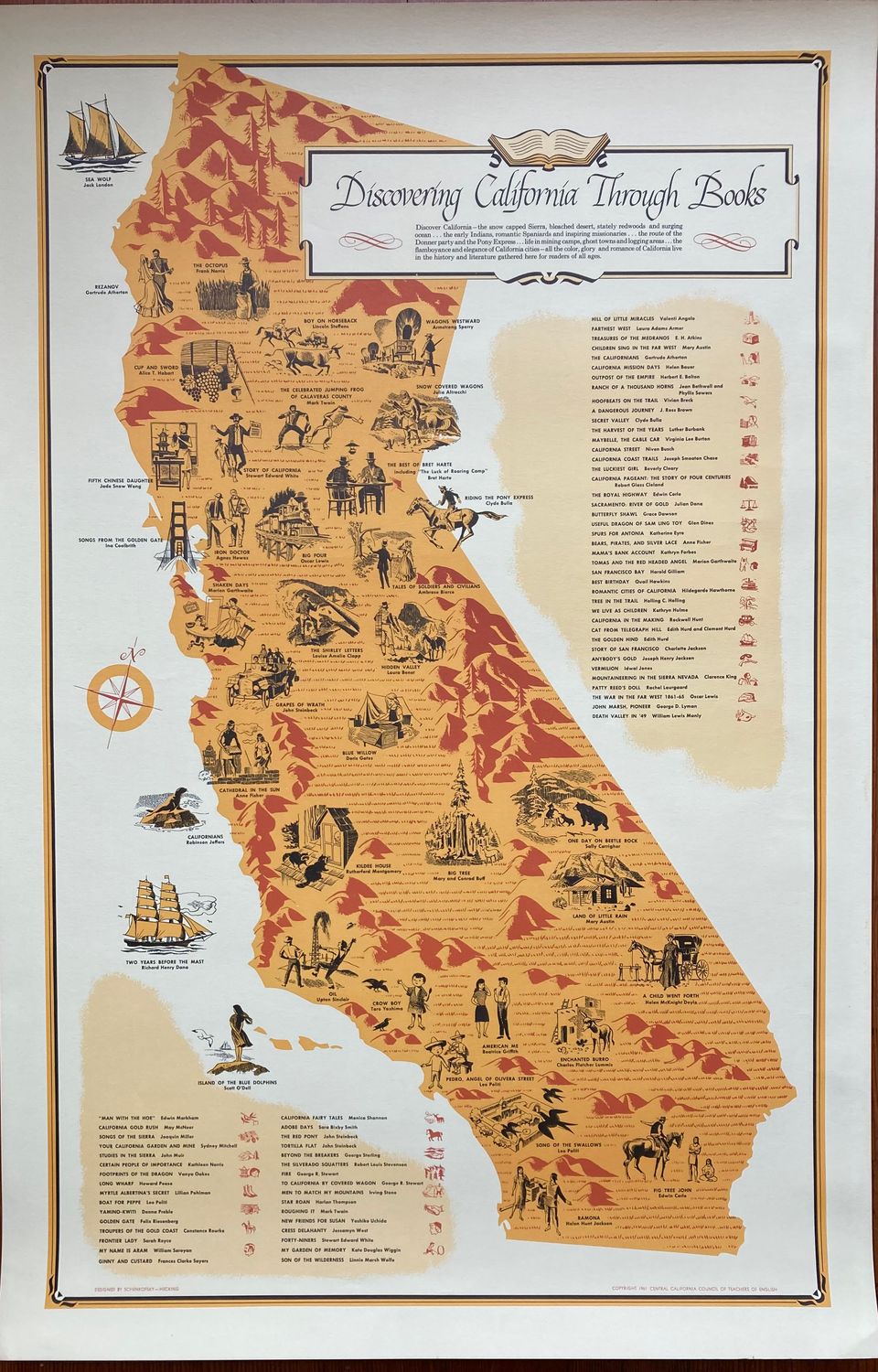 1961 Discover California through Books Poster