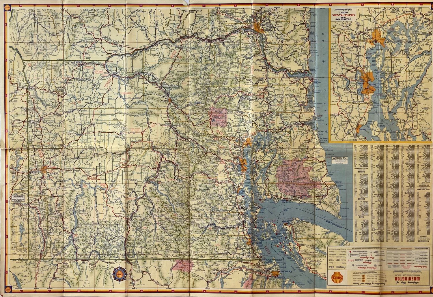 1974 Map of Washington State from Shell Oil