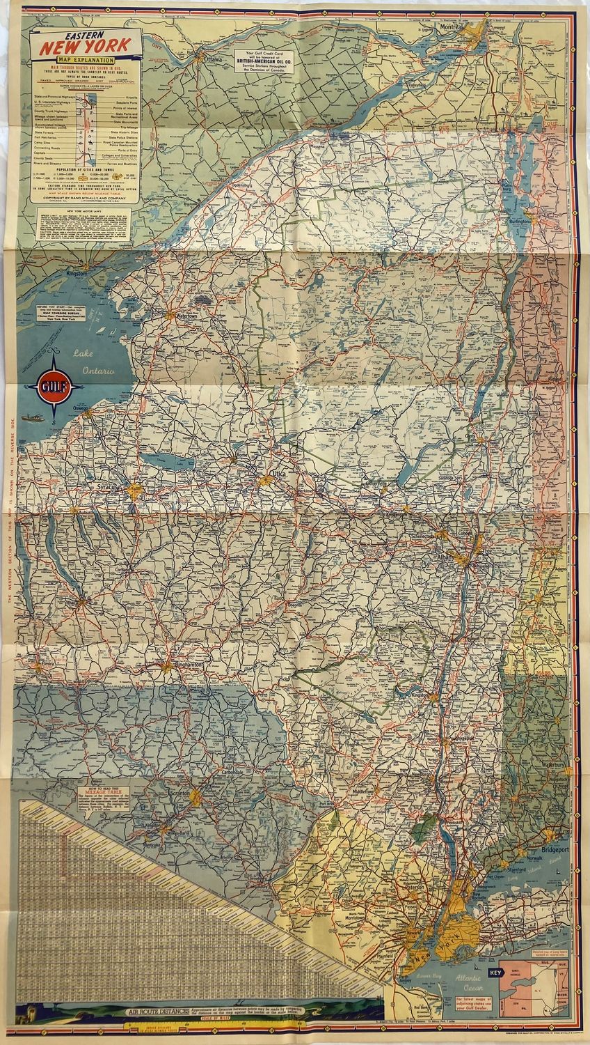 1948 Map of New York State from Gulf Oil Co.