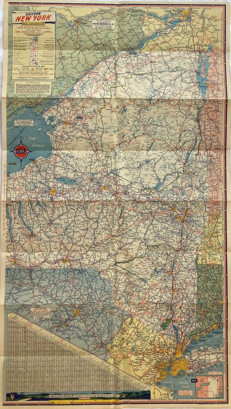 1948 Map of New York State from Gulf Oil Co.