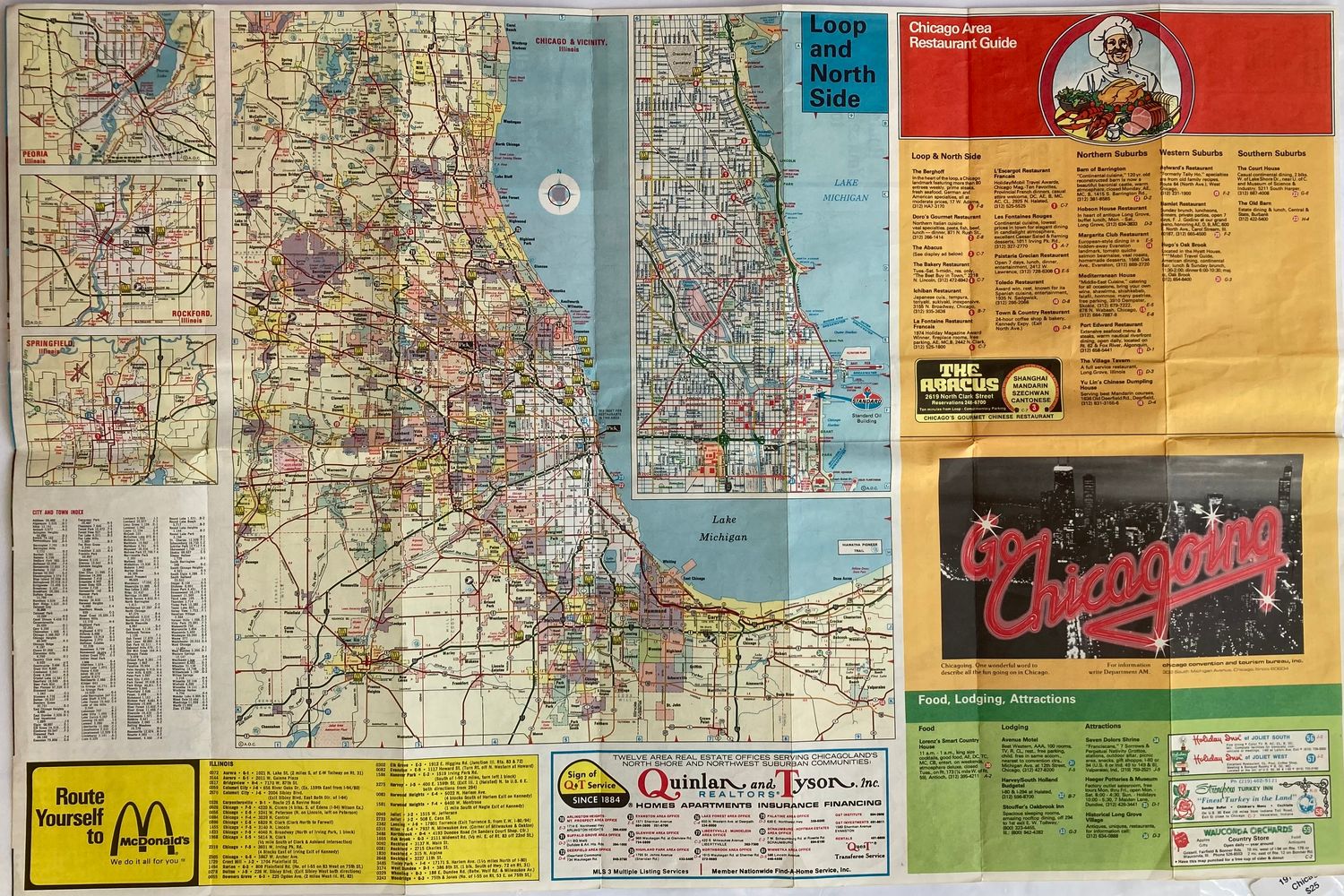 1974 Map of Chicago Illinois from the Chamber of Commerce