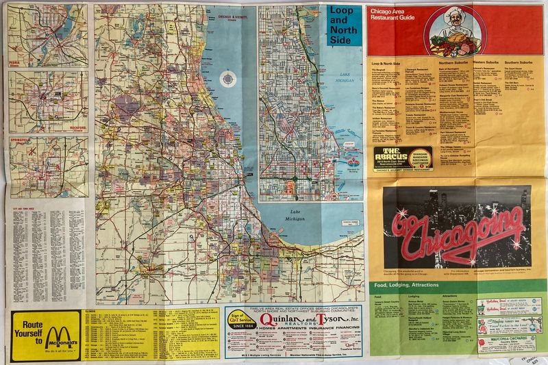 1974 Map of Chicago Illinois from the Chamber of Commerce