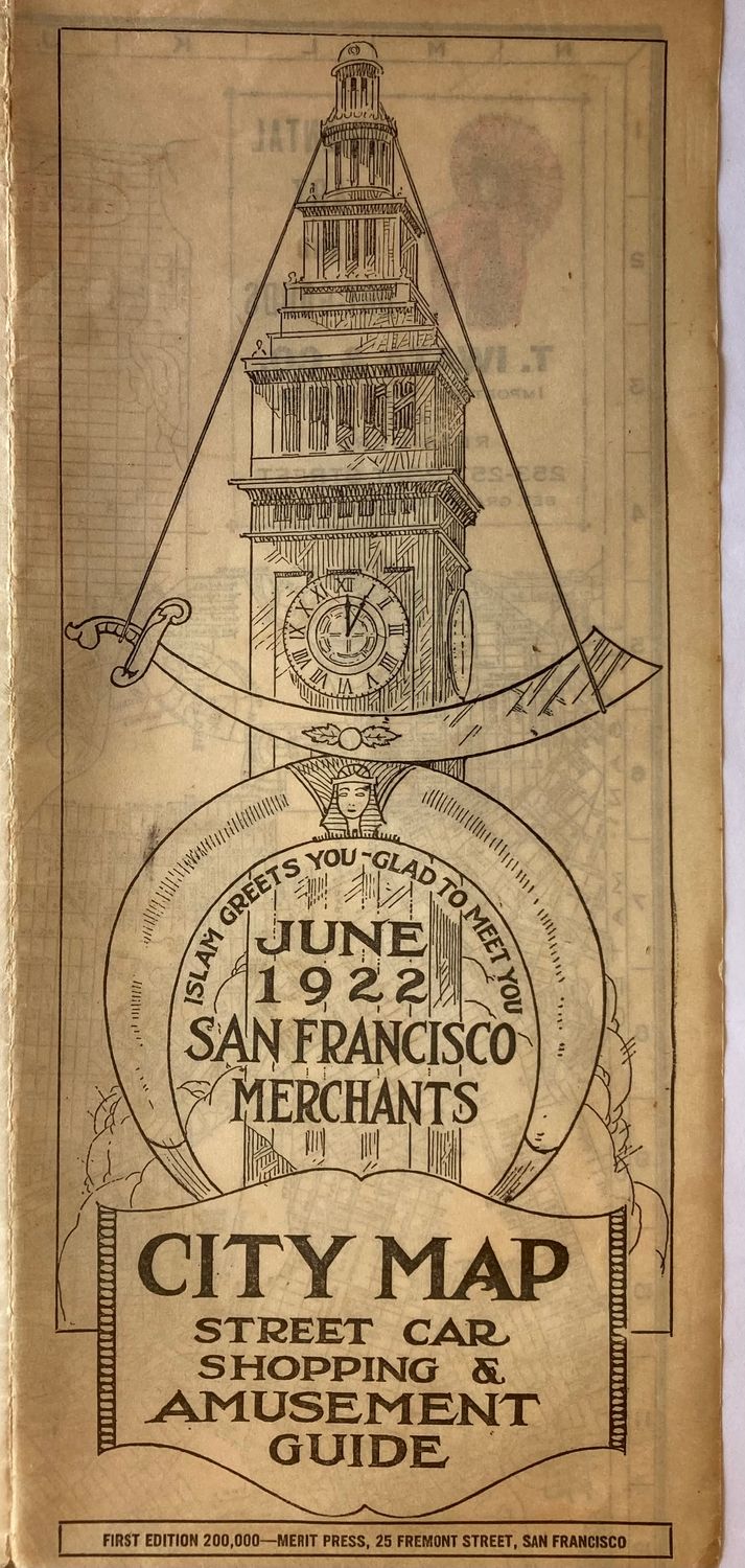 1922 Map of San Francisco For the Shriners Convention