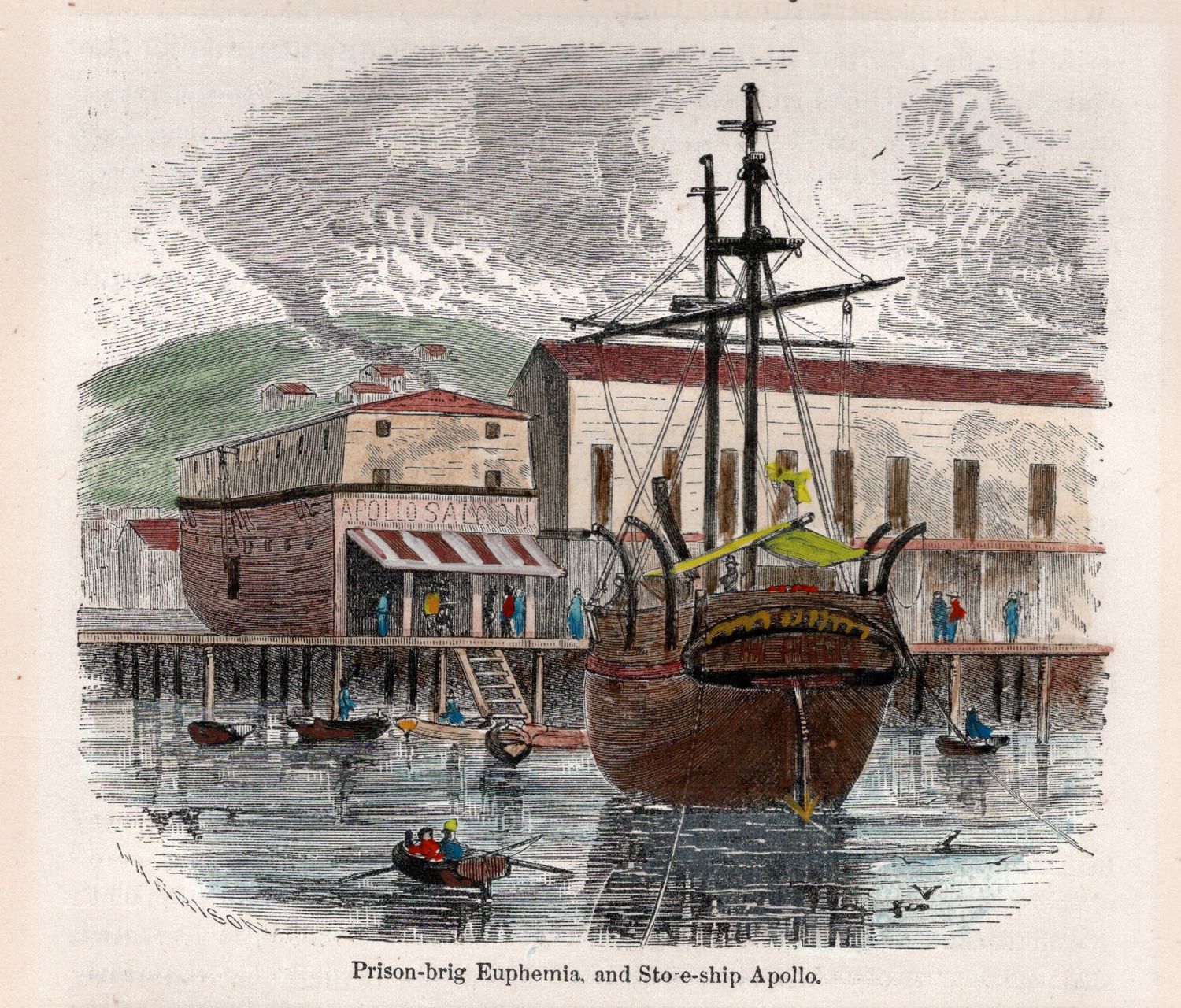 1855 View of the Prison-brig Euphemia &amp; storeship Apollo