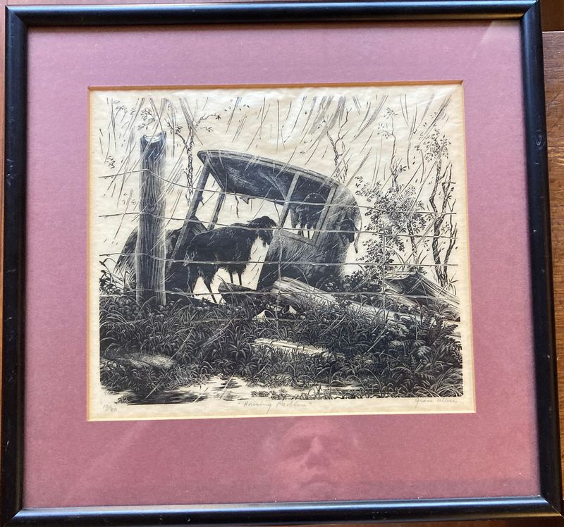 1937 Grace Arnold Albee Woodblock View "Housing Problem" 10/80  in frame