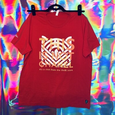 This Is Not ¢hanel - NFC clothing -
Red with White Geometric