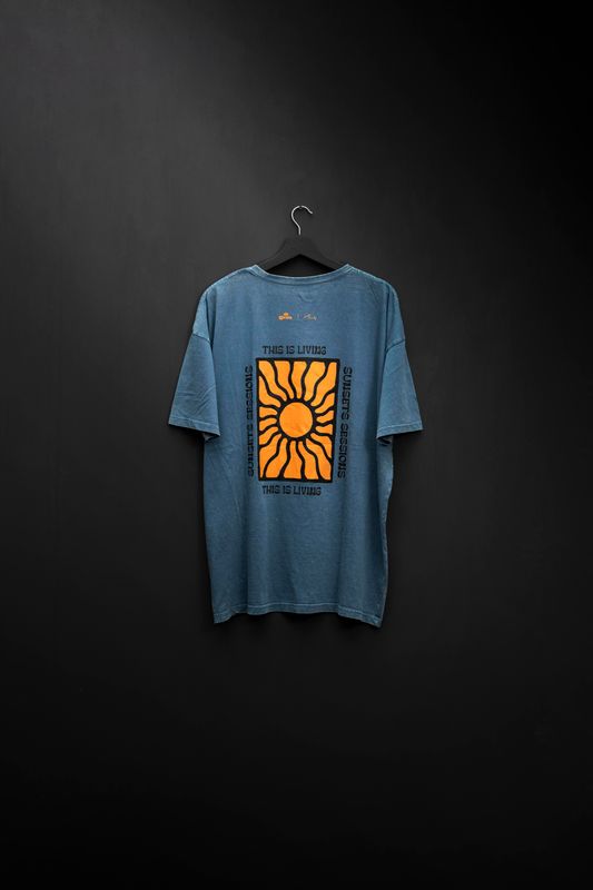 Remera Oversize Blue Sunset Festival Washed- de