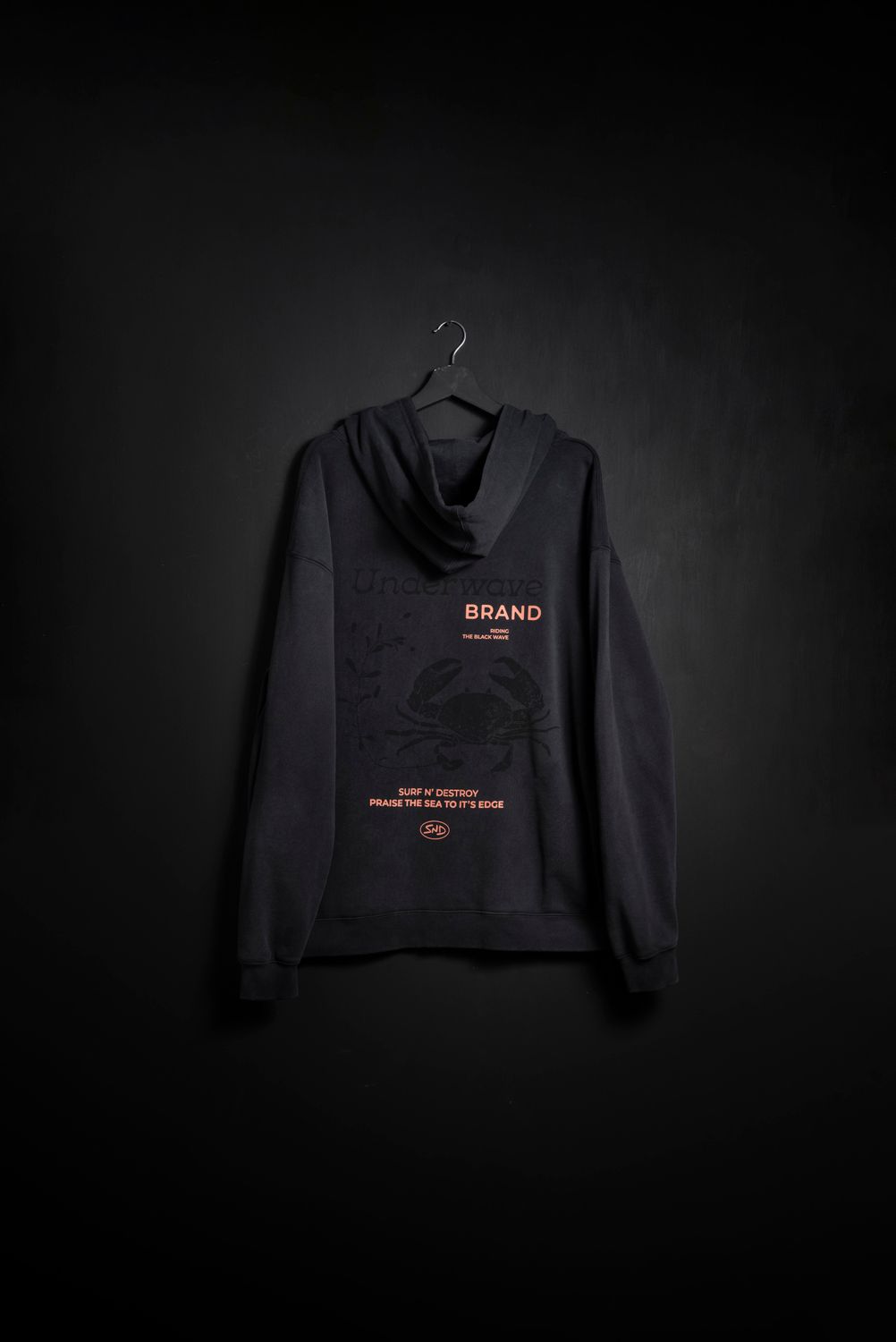 Hoodie Cangrejo Black Washed new