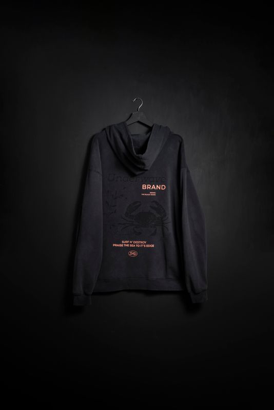 Hoodie Cangrejo Black Washed new