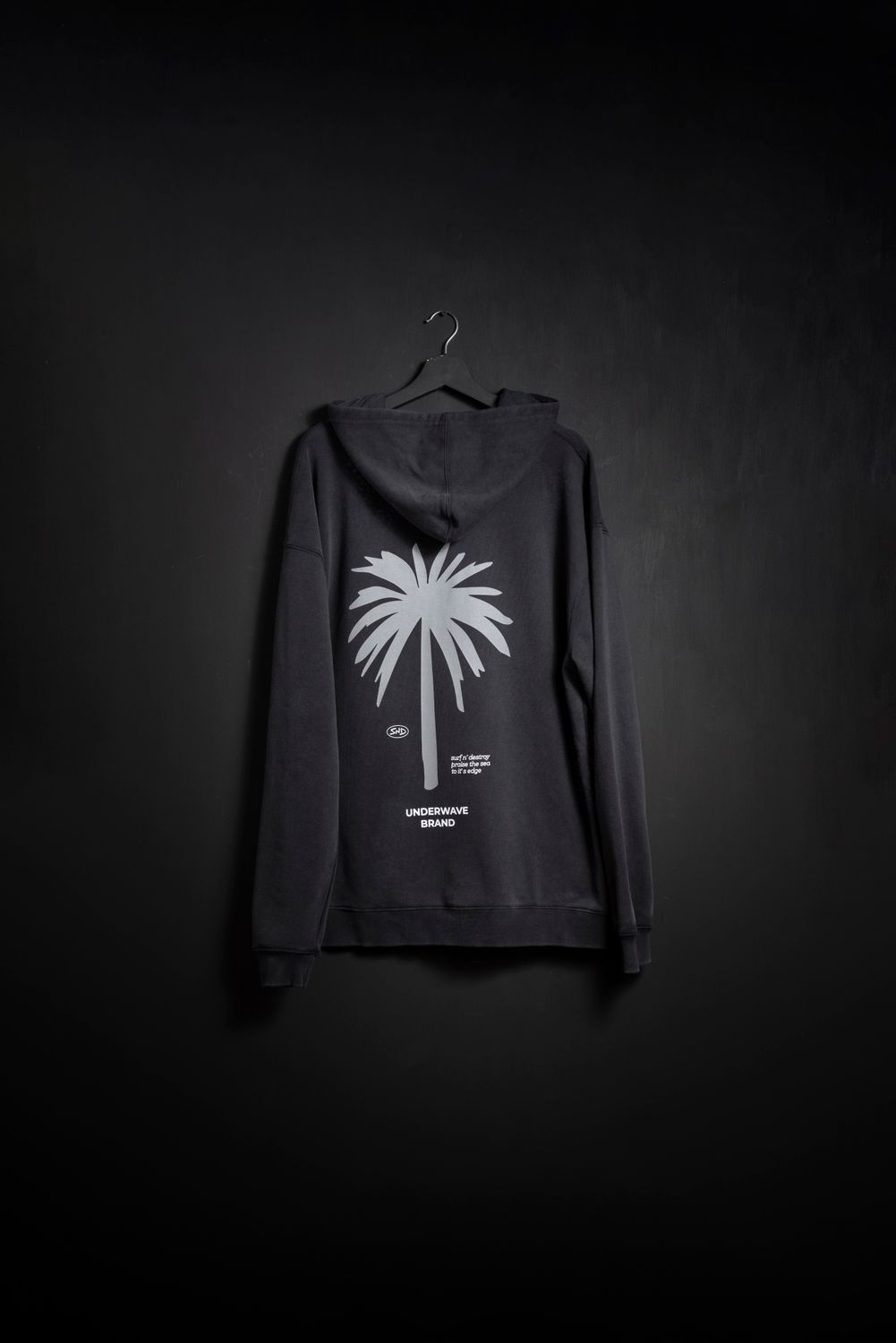 Hoodie Palmera Black Washed new