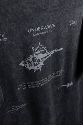 Remera Oversize Cracker Black Washed new