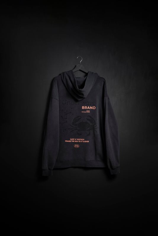 Hoodie Cangrejo Black Washed new