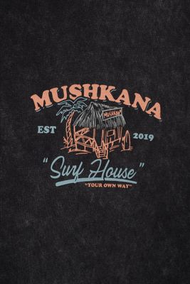 Remera Surf House Oversized Black Washed