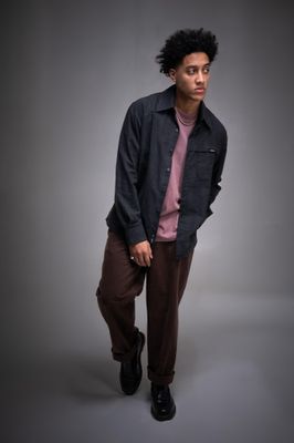 Camisa Manga Larga Gingham Gris Topo
