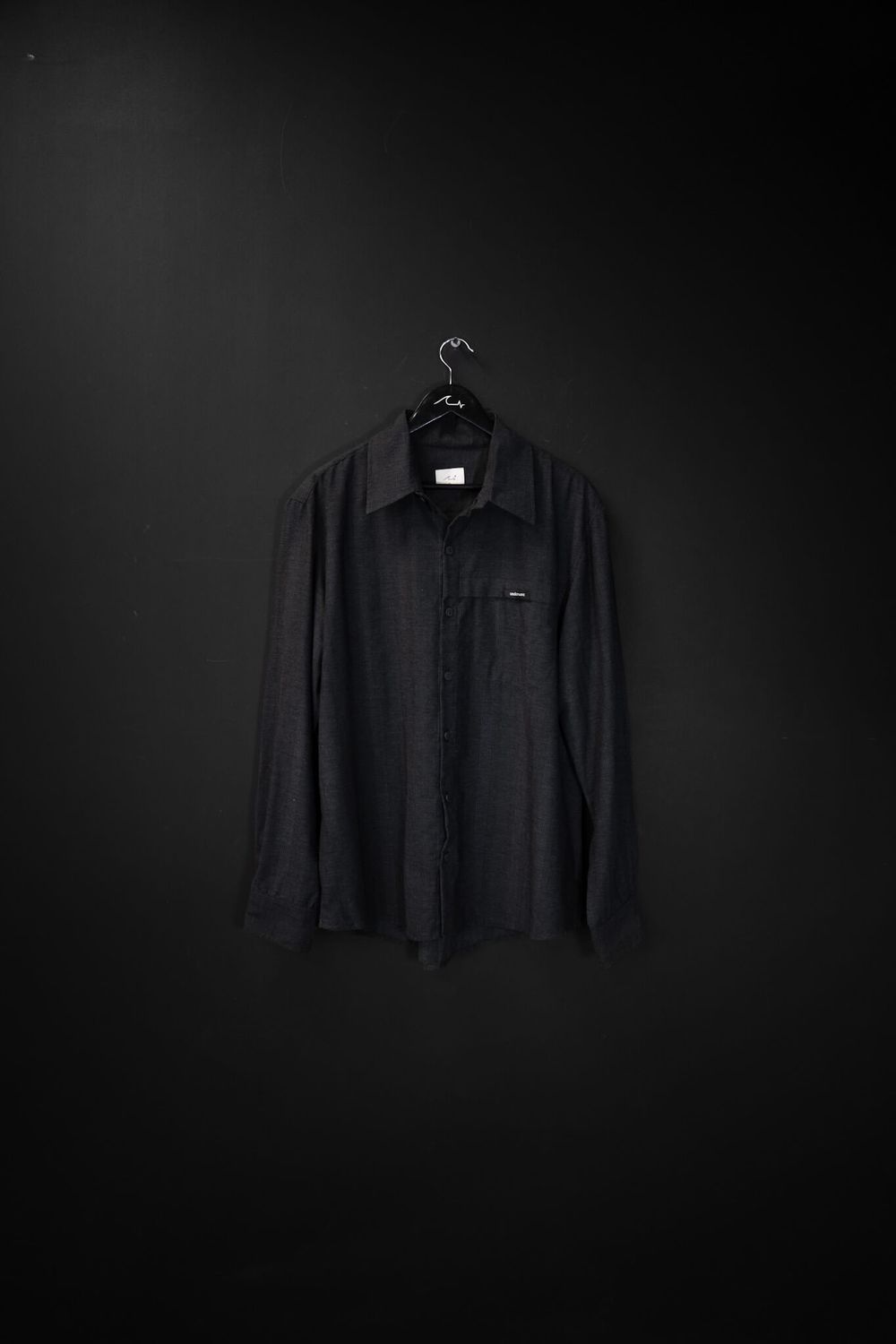Camisa Manga Larga Gingham Gris Topo