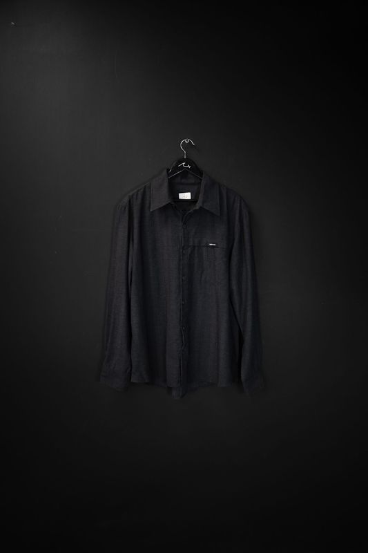 Camisa Manga Larga Gingham Gris Topo