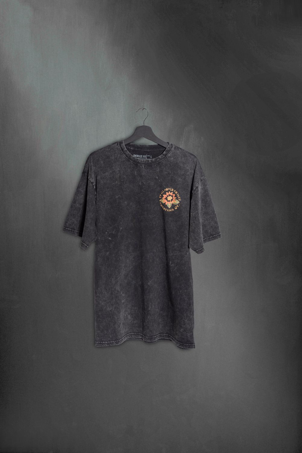 Remera Oversize Black Washed Flower SS