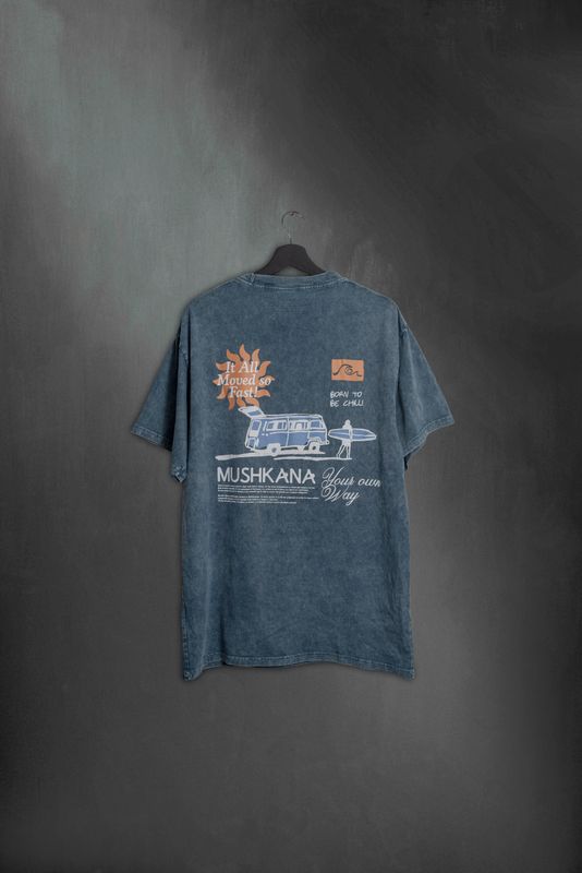 Remera Oversize Blue Washed Combi SS