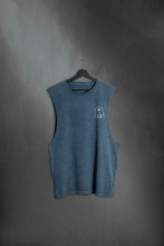 Musculosa Beach Vibes Blue Washed ss