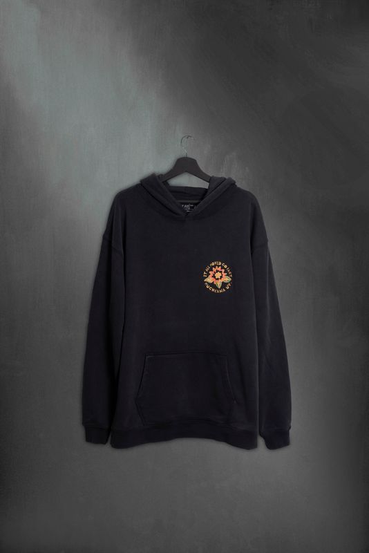 Hoodie Black Washed Flower ss