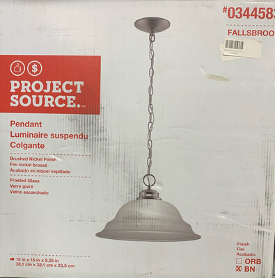 Project Source Fallsbrook 15-in W Brushed Nickel Pendant Light with Frosted Shade