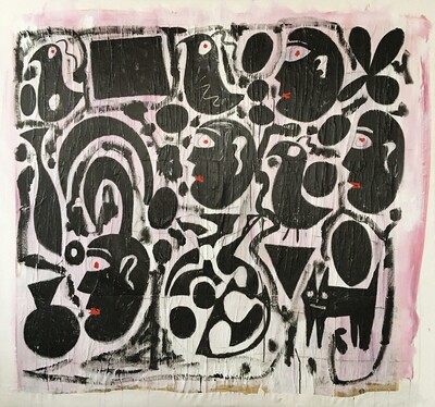 Mark Cherry, "Faces in Black and Red"