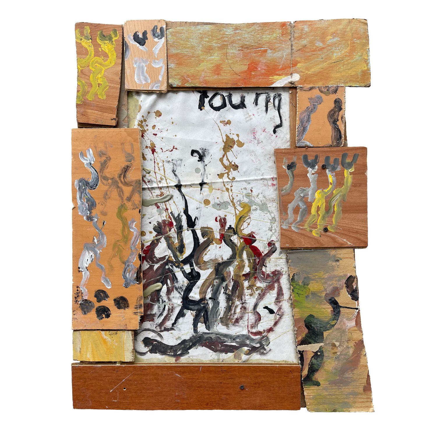 Purvis Young, &quot;Figures with Montage Frame&quot;