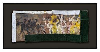 Purvis Young, &quot;Figures and Horses in Black, White and Yellow&quot;