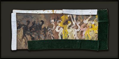 Purvis Young, "Figures and Horses in Black, White and Yellow"