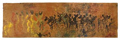 Purvis Young, &quot;Figures in Yellow, Cavalry in Black&quot;