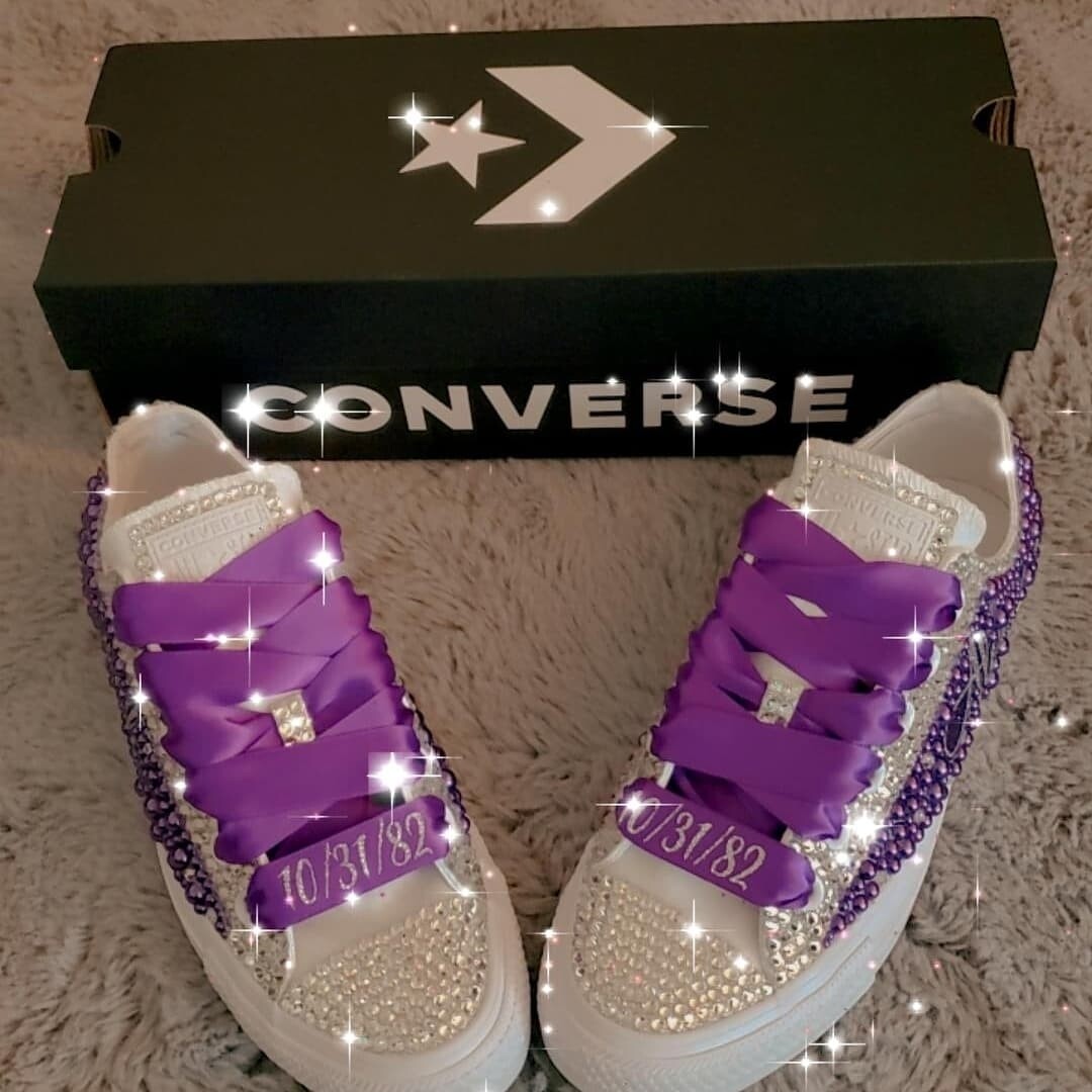 Purple, White and Silver Tennis Shoes